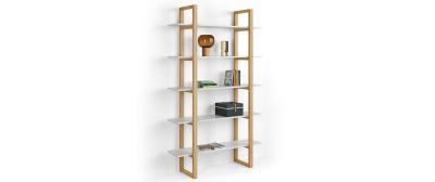 Barton: Dark Walnut | Shelves: White